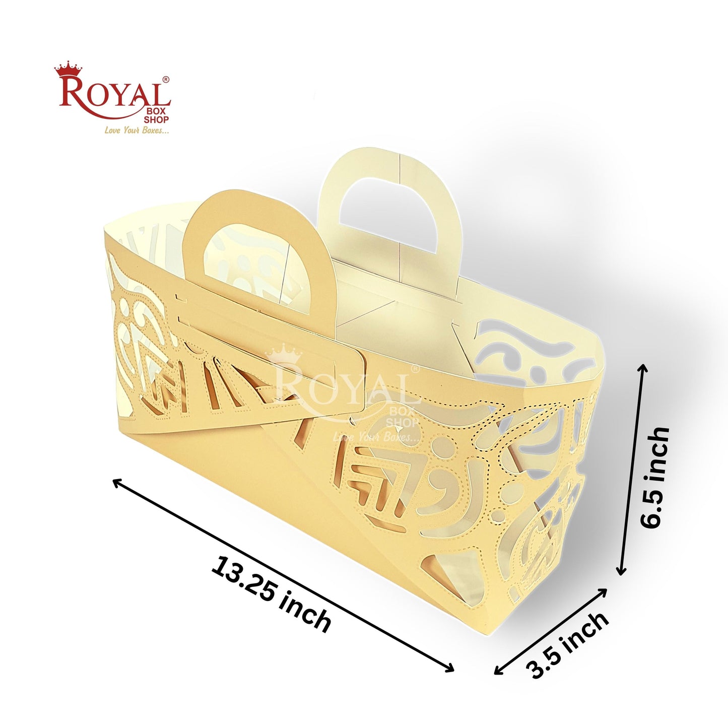 Royal 4 Jar Gift Hamper Bags I Laser Cut Gold Foiling I Beige Color I Christmas, Wedding, Corporate Birthday Return  Gifting Hamper Bags Royal Box Shop