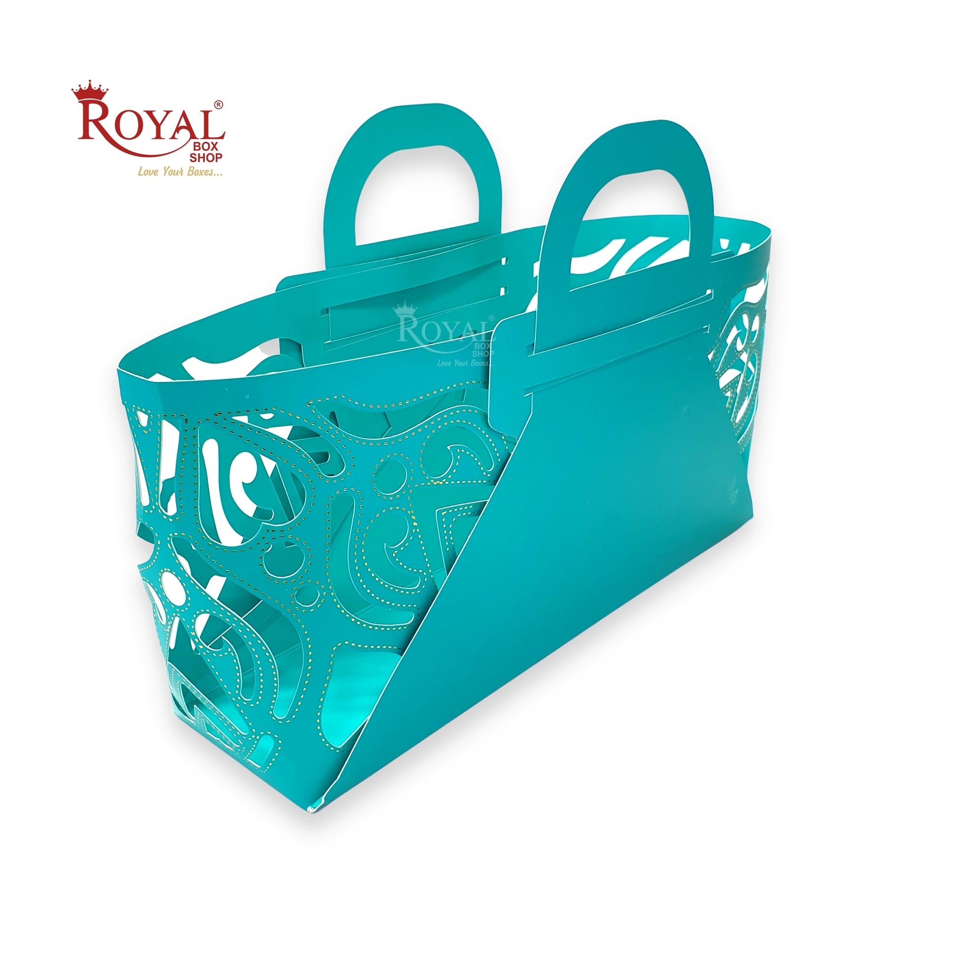 Royal 4 Jar Gift Hamper Bags I Laser Cut Gold Foiling I Blue Color I Wedding, Corporate Birthday Return  Gifting Hamper Bags Royal Box Shop
