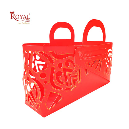 Royal 4 Jar Gift Hamper Bags I Laser Cut Gold Foiling I Red Color I Wedding, Corporate Birthday Return  Gifting Hamper Bags Royal Box Shop