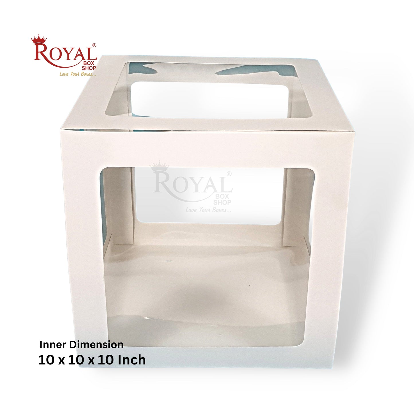 RoyalBoxShop® 5-Window Gift Box I 10x10x10 Inch I White I Perfect for Bakery Cakes, Gifts, Parties, Any Occasion Royal Box Shop