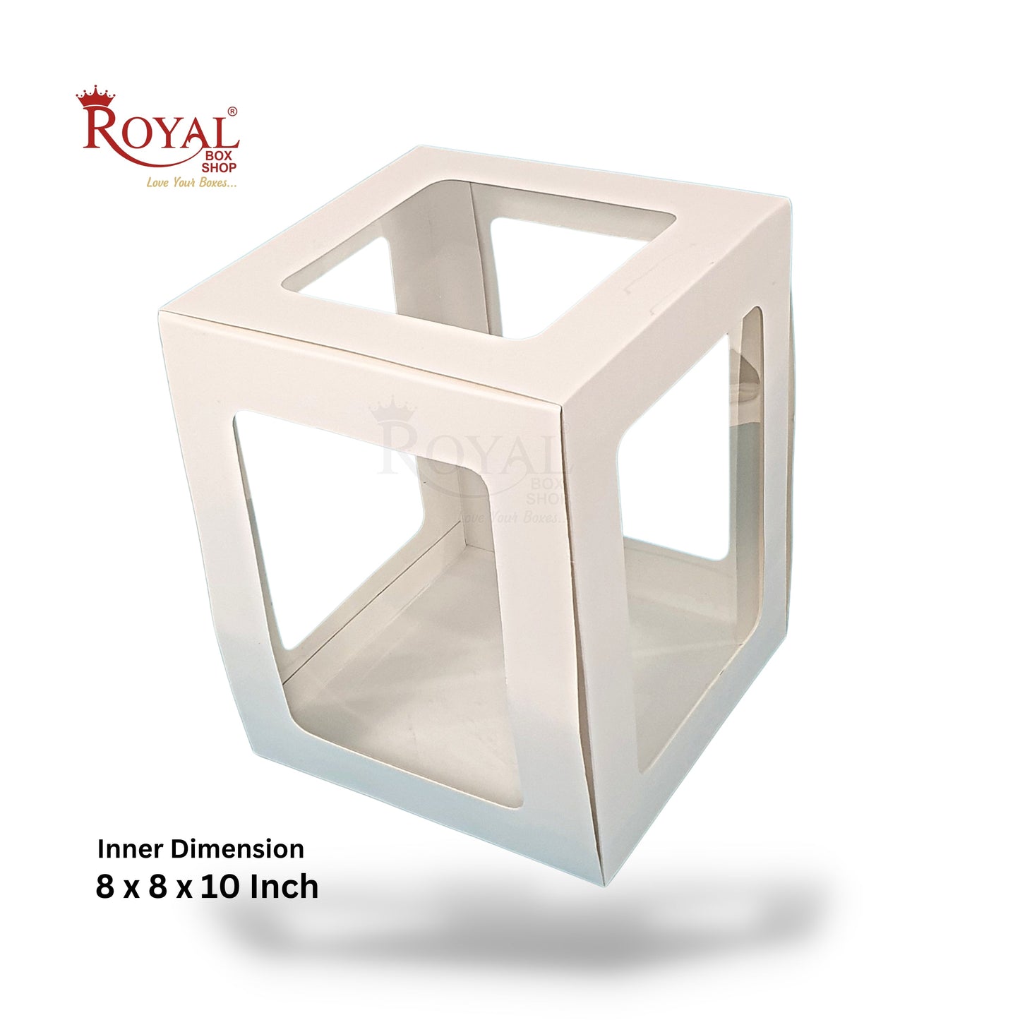 RoyalBoxShop® 5-Window Gift Box I 8x8x10 Inch I White I Perfect for Bakery Cakes, Gifts, Parties, Any Occasion Royal Box Shop