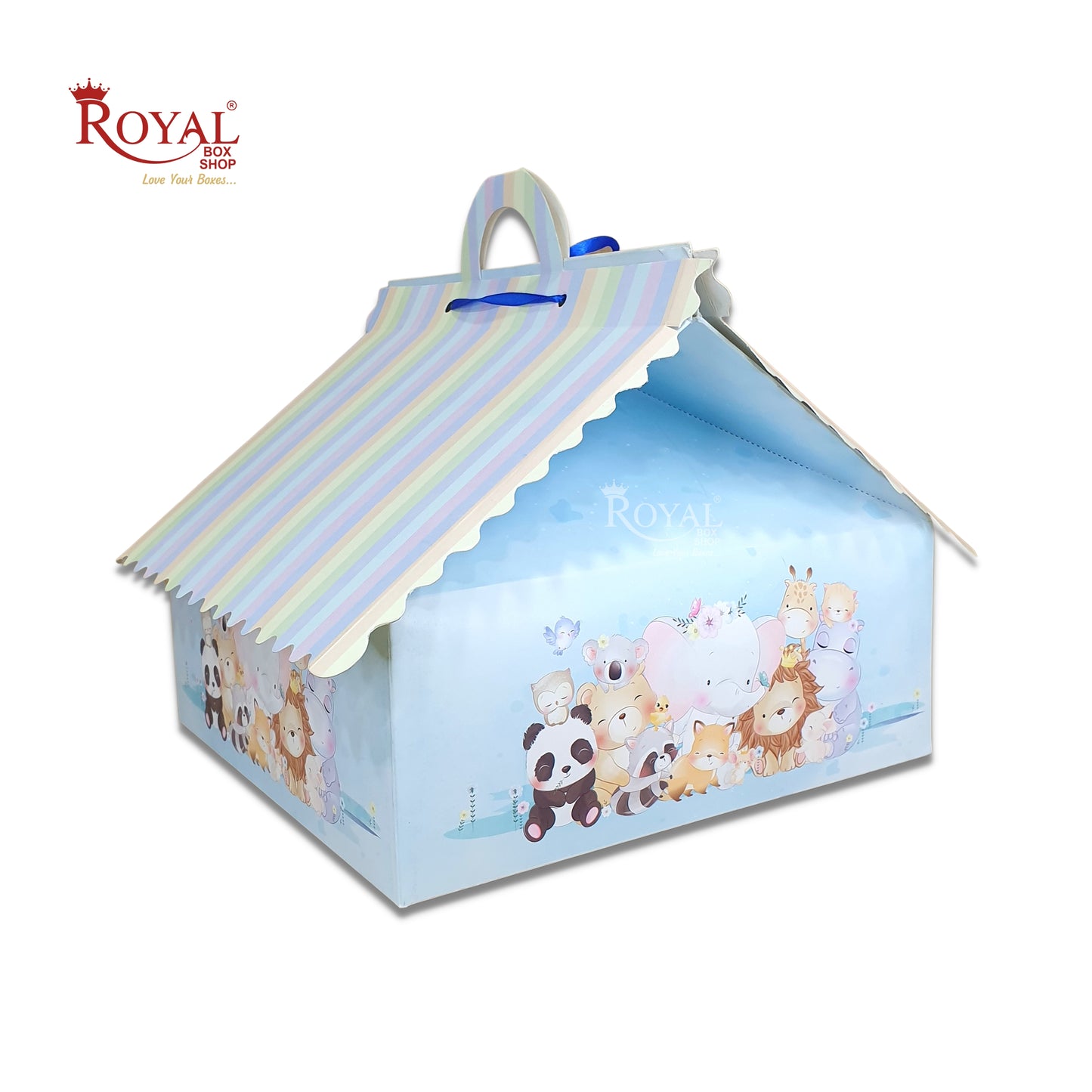 RoyalBoxShop® 9cc Hut Shape Cupcake Boxes I 10"x10"x4" inch I Zoo Theme Royal Box Shop