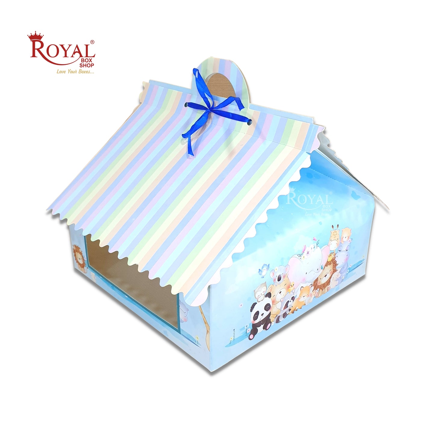 RoyalBoxShop® 9cc Hut Shape Cupcake Boxes I 10"x10"x4" inch I Zoo Theme Royal Box Shop