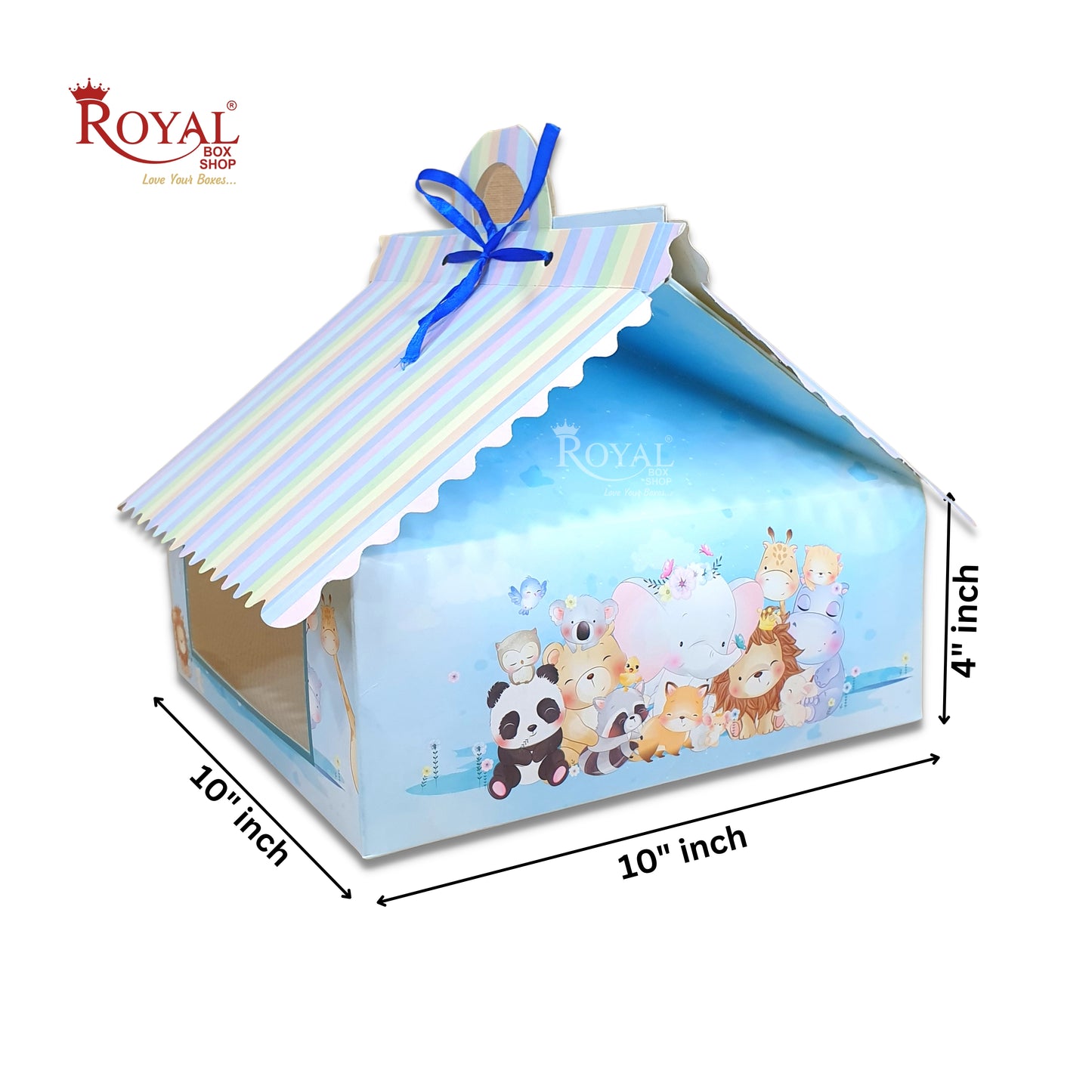 RoyalBoxShop® 9cc Hut Shape Cupcake Boxes I 10"x10"x4" inch I Zoo Theme Royal Box Shop