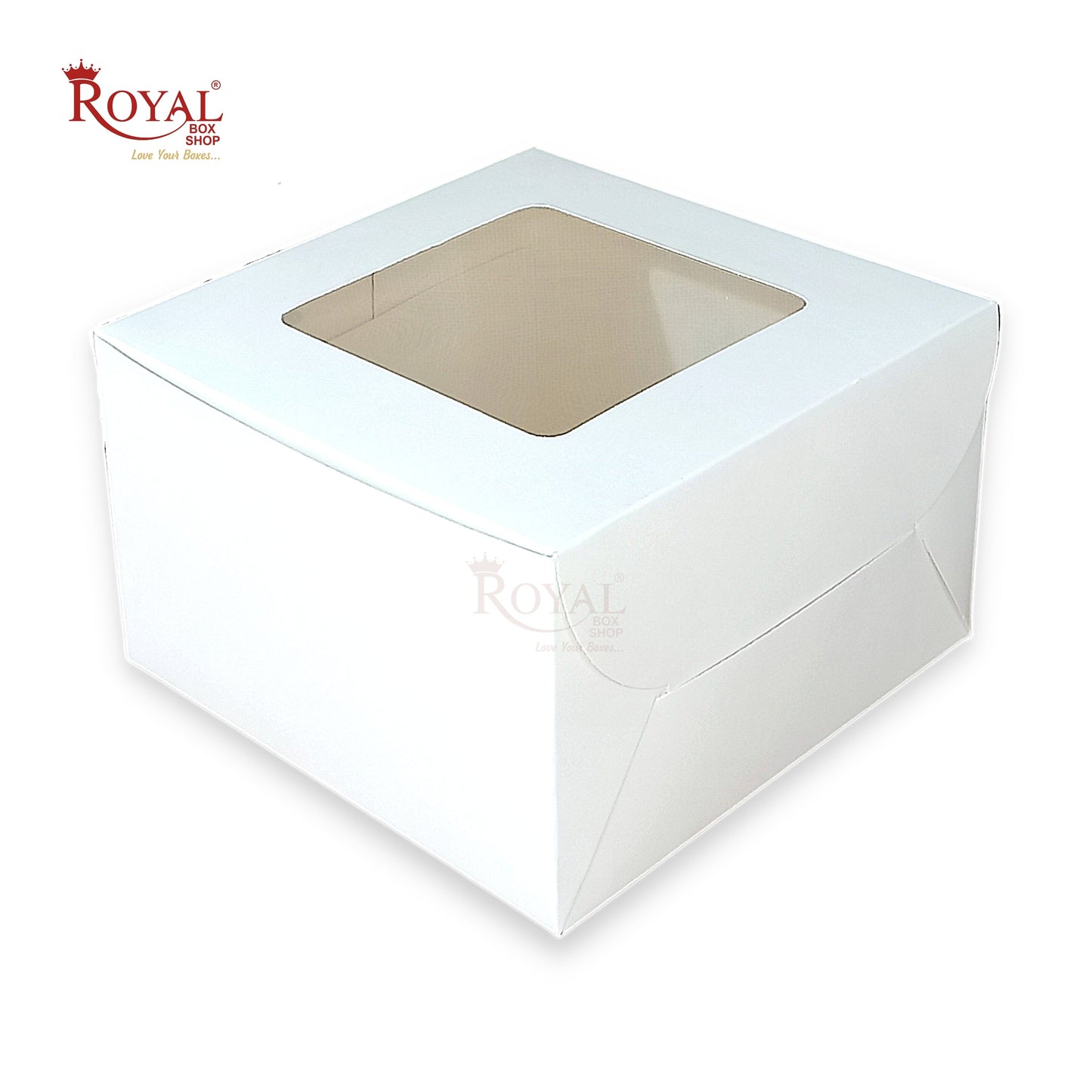 RoyalBoxShop® Cake Box With Window I Size 8x8x5 inch I White 300 GSM I Half Kg Cake Box Royal Box Shop