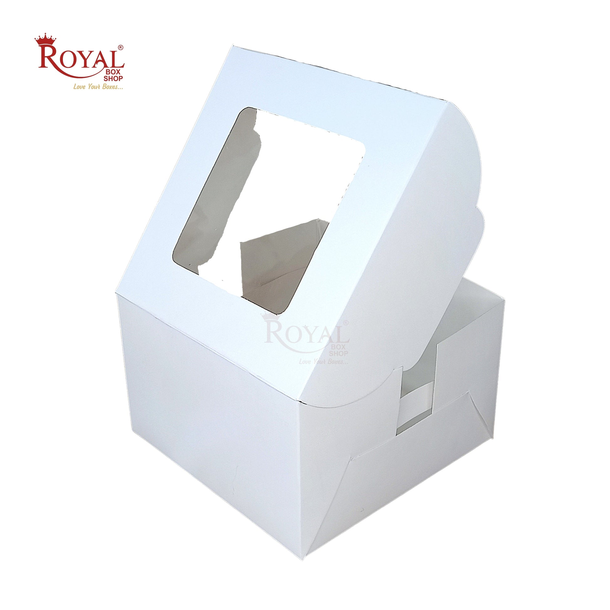 RoyalBoxShop® Cake Box With Window I Size 8x8x5 inch I White 300 GSM I Half Kg Cake Box Royal Box Shop