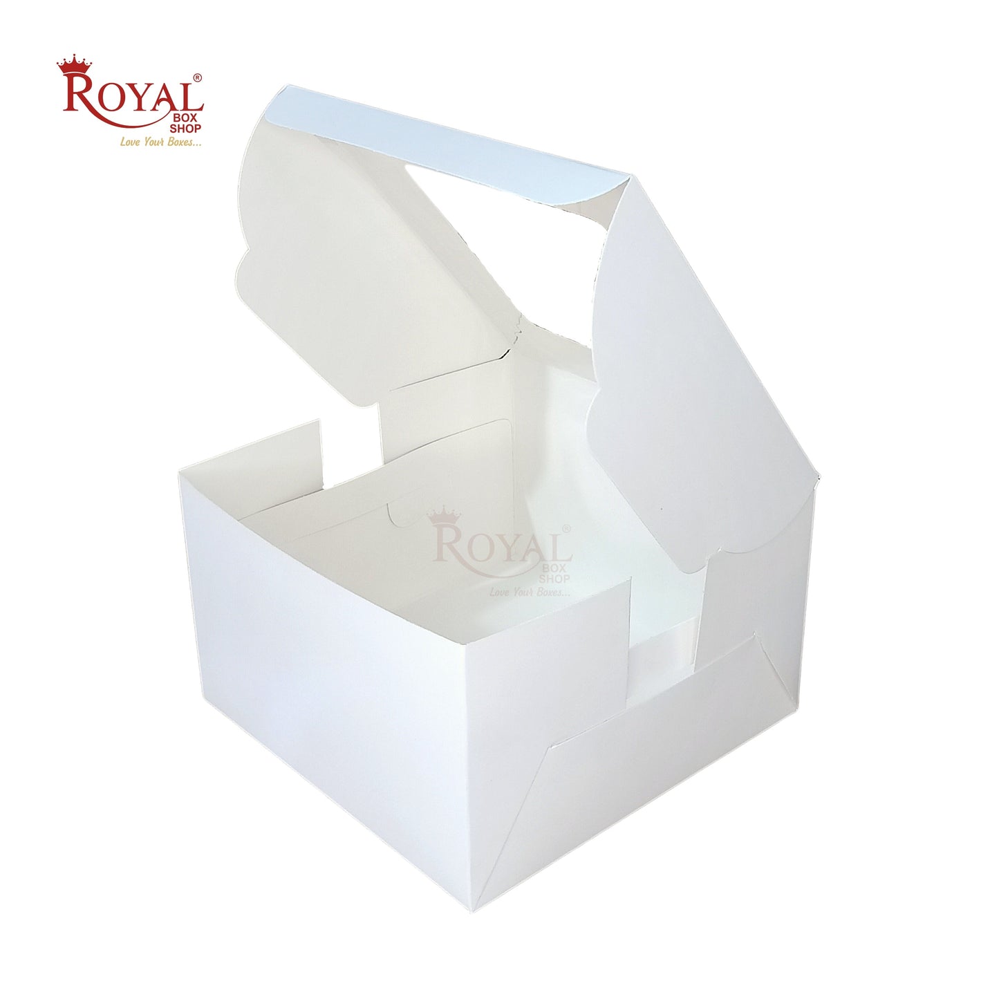 RoyalBoxShop® Cake Box With Window I Size 8x8x5 inch I White 300 GSM I Half Kg Cake Box Royal Box Shop