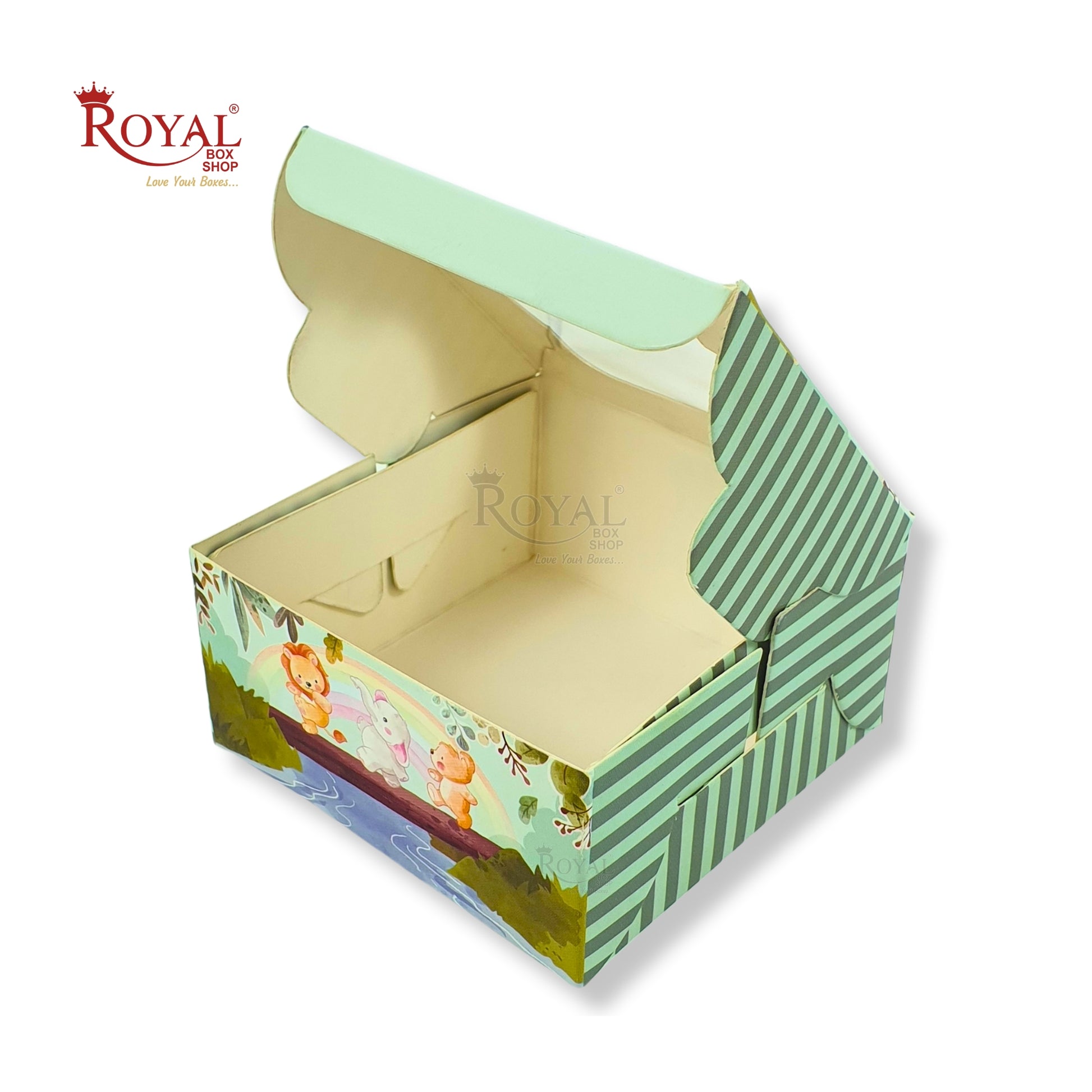 Single Brownie Window Box Baby Jungle Animal Theme - 3 x 3 x 1.5 Inches Royal Box Shop