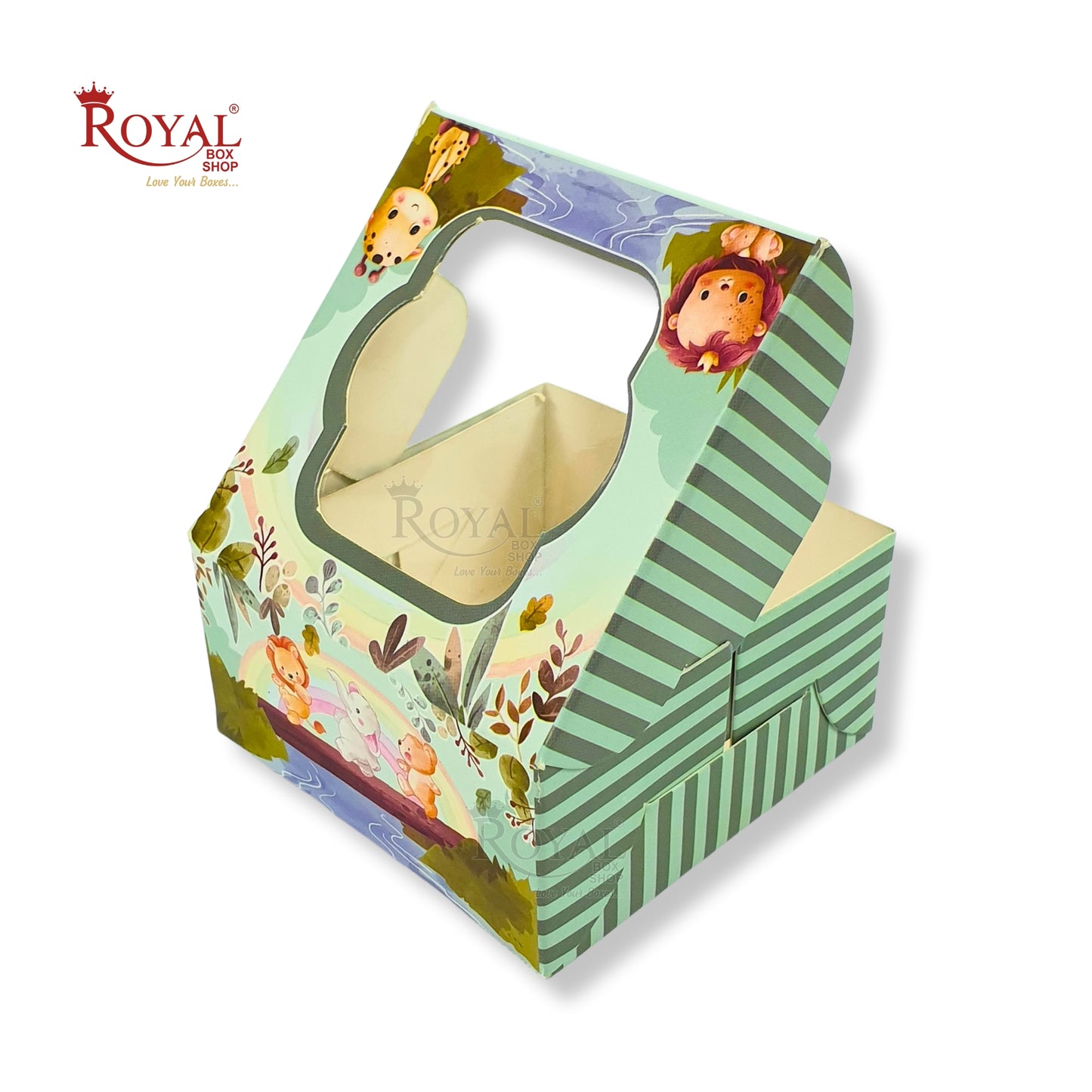 Single Brownie Window Box Baby Jungle Animal Theme - 3 x 3 x 1.5 Inches Royal Box Shop