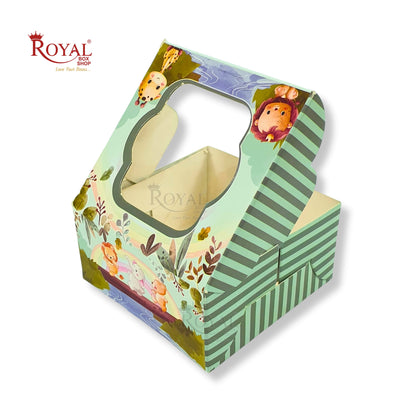 Single Brownie Window Box Baby Jungle Animal Theme - 3 x 3 x 1.5 Inches Royal Box Shop