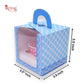 Single Cupcake Box With Window - Size 3.5"x3.5"x3.5" - Blue Check Royal Box Shop