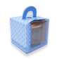 Single Cupcake Box With Window - Size 3.5"x3.5"x3.5" - Blue Check Royal Box Shop