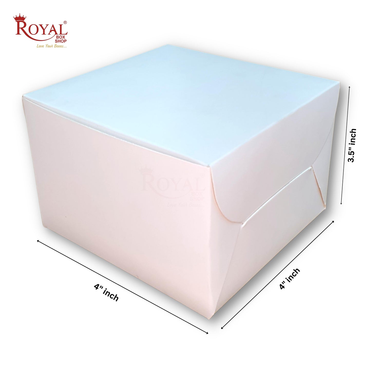 Single Pastry Box I 4x4x3.5 inches I White Color I Mini Cake Boxes I Disposable Cookies Box Royal Box Shop