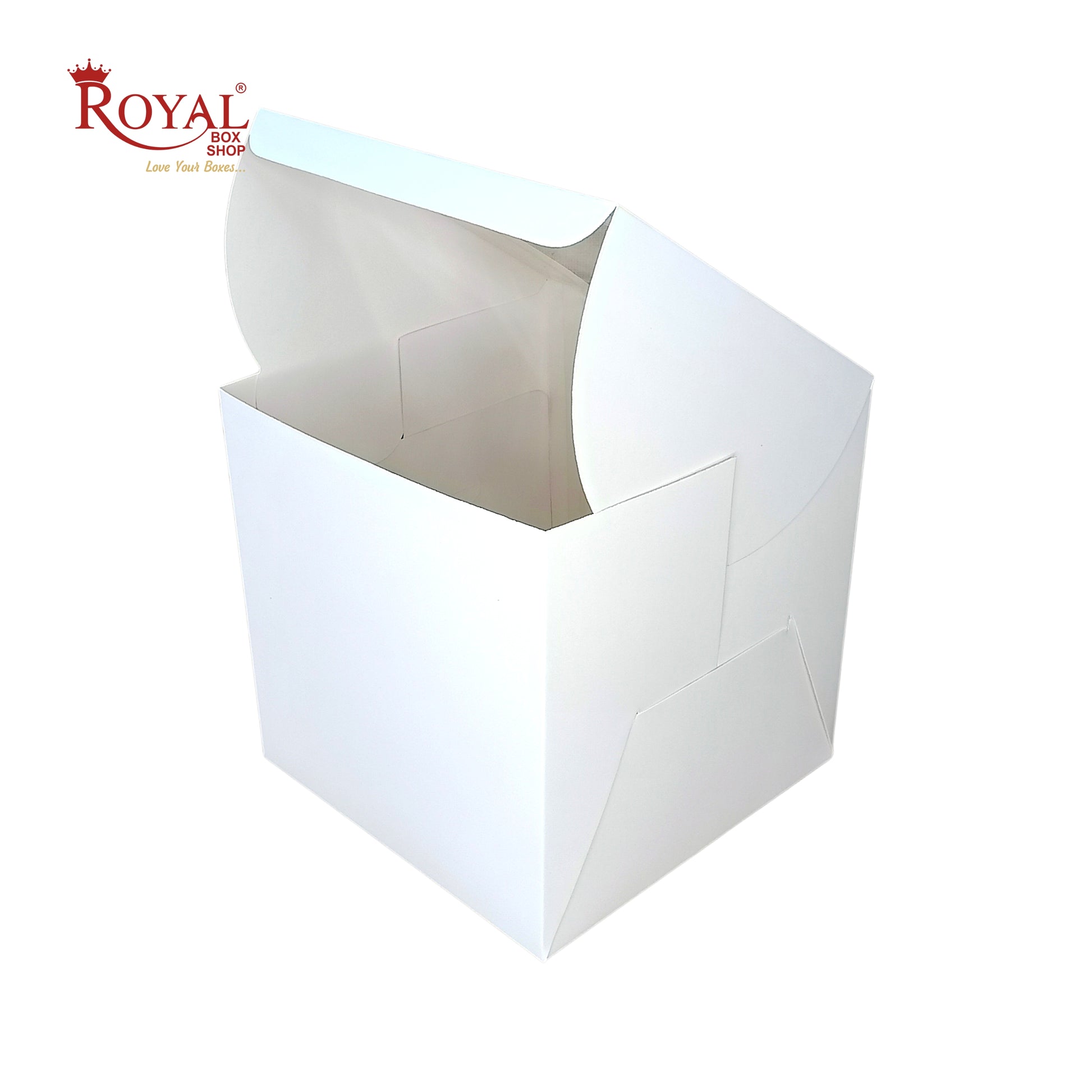 Tall Cake Box L-shape Window - 8"x8"x8"inches - Solid White Color Royal Box Shop