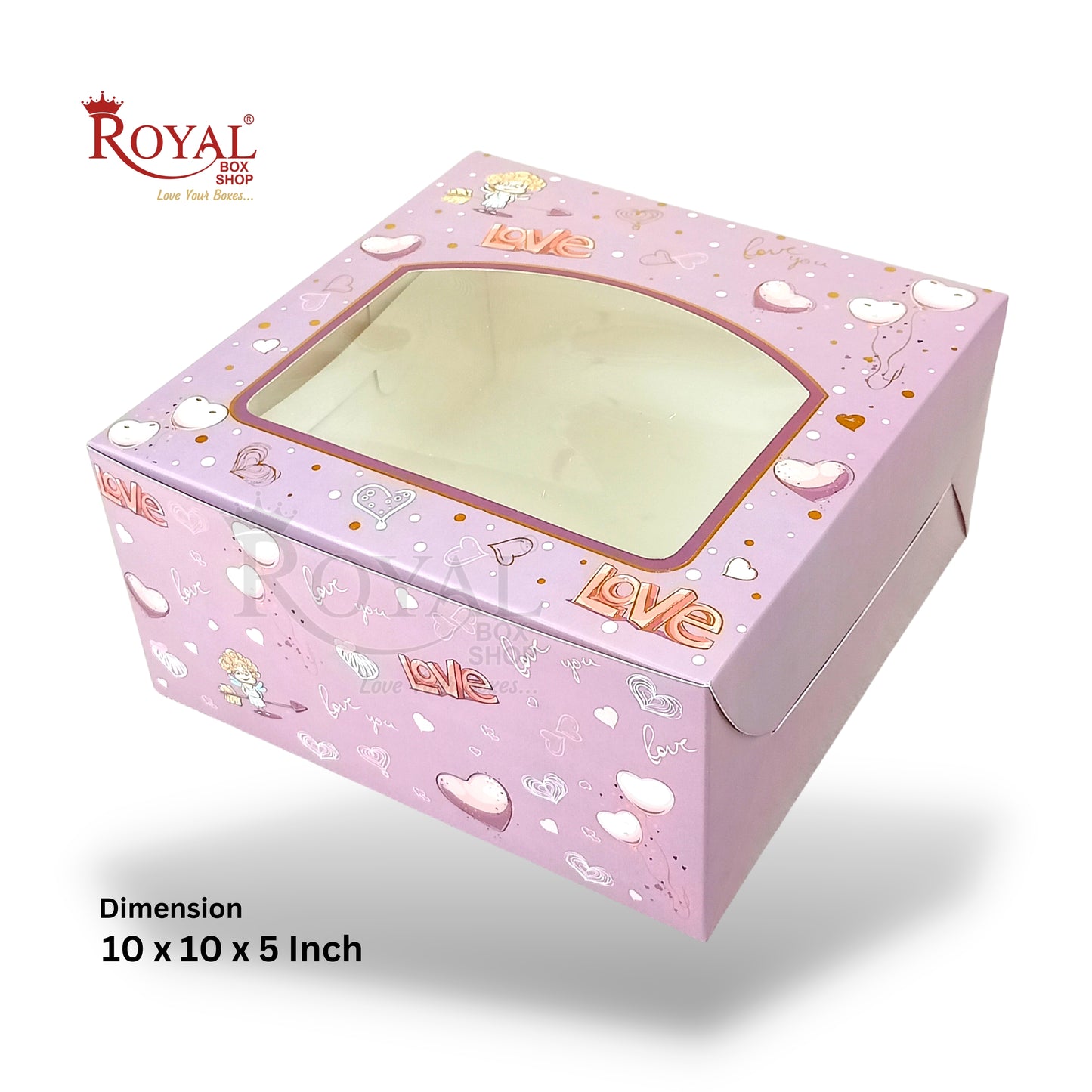 Valentine Cake Box with Window I 10"x10"x5" Inch I Purple Color I For Royal Box Shop