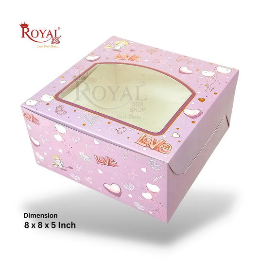 Valentine Cake Box with Window I 8"x8"x5" I Purple Color Royal Box Shop