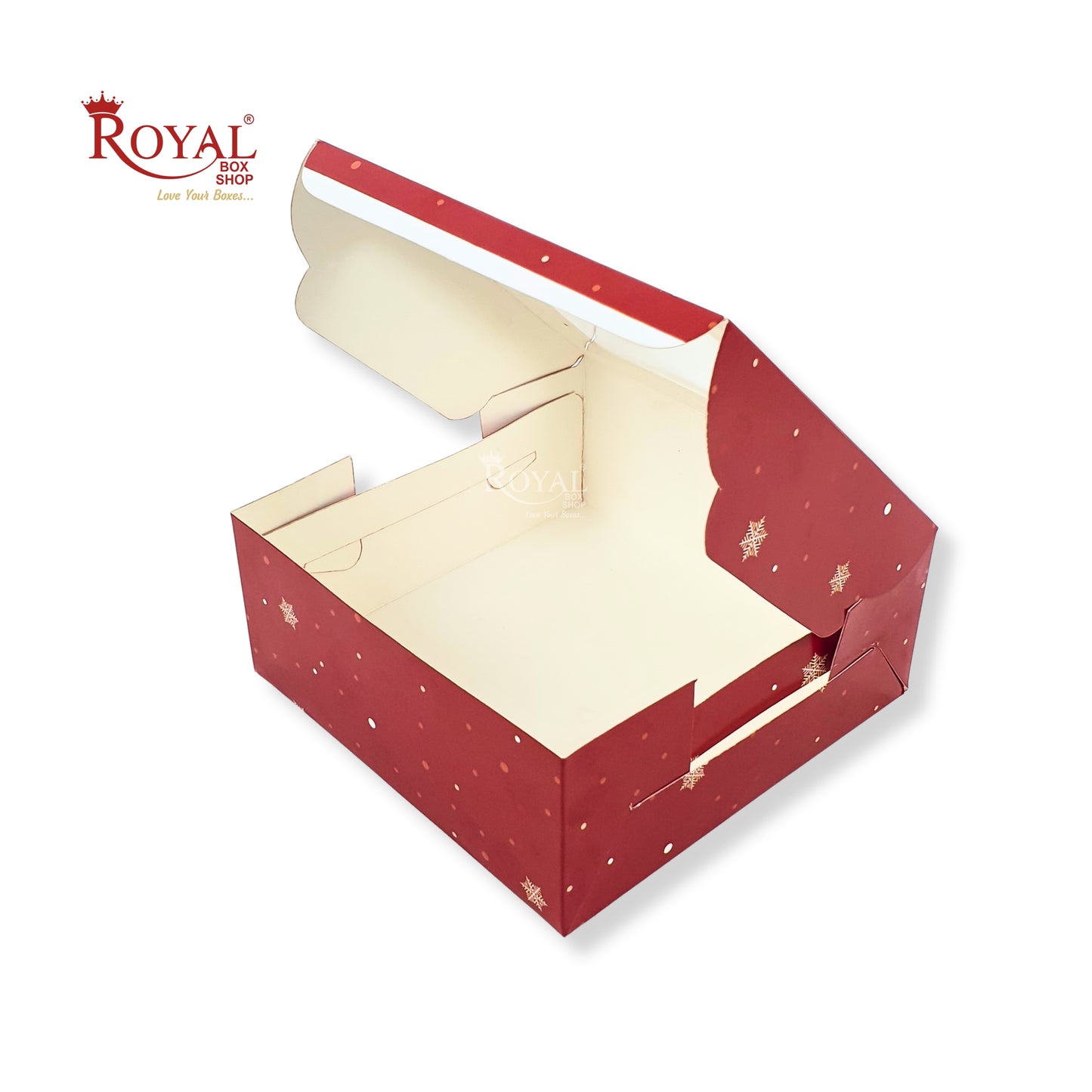 Christmas Theme Dry Cake Box With Window I Size 7x7x3 inch I Red I Perfect for Dry Cakes, Chocolates, Cookies, Muffins