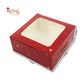 Christmas Theme Dry Cake Box With Window I Size 7x7x3 inch I Red I Perfect for Dry Cakes, Chocolates, Cookies, Muffins