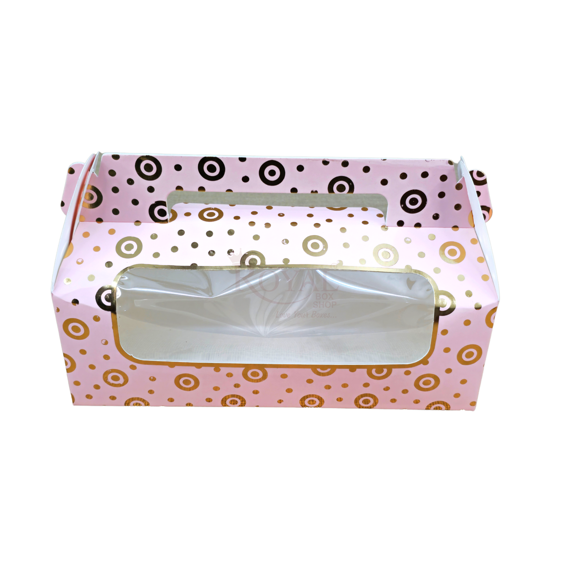 3 Jar Box With Handle - Golden Pink Print - 10.5"x3.5"x3.5" inches Royal Box Shop