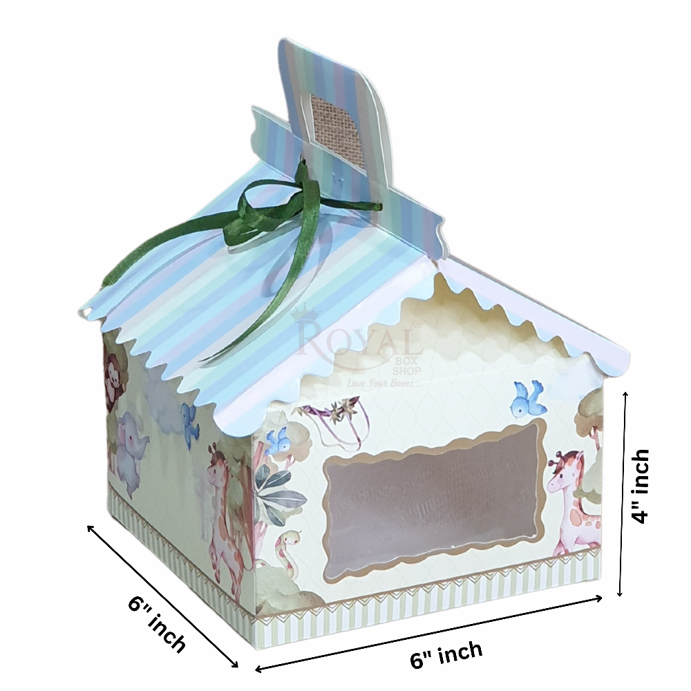 4cc Hut Shape Cupcake Boxes - 6"x6"x4" inch - Jungle Theme Royal Box Shop