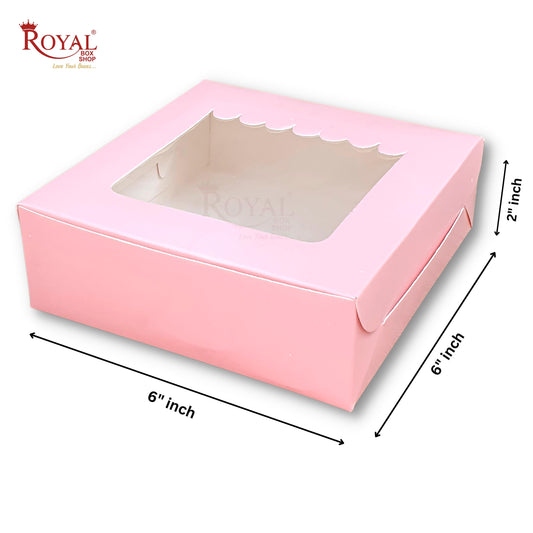 4pc Brownie Window Box I Pink Color I 6"x6"x2" inches