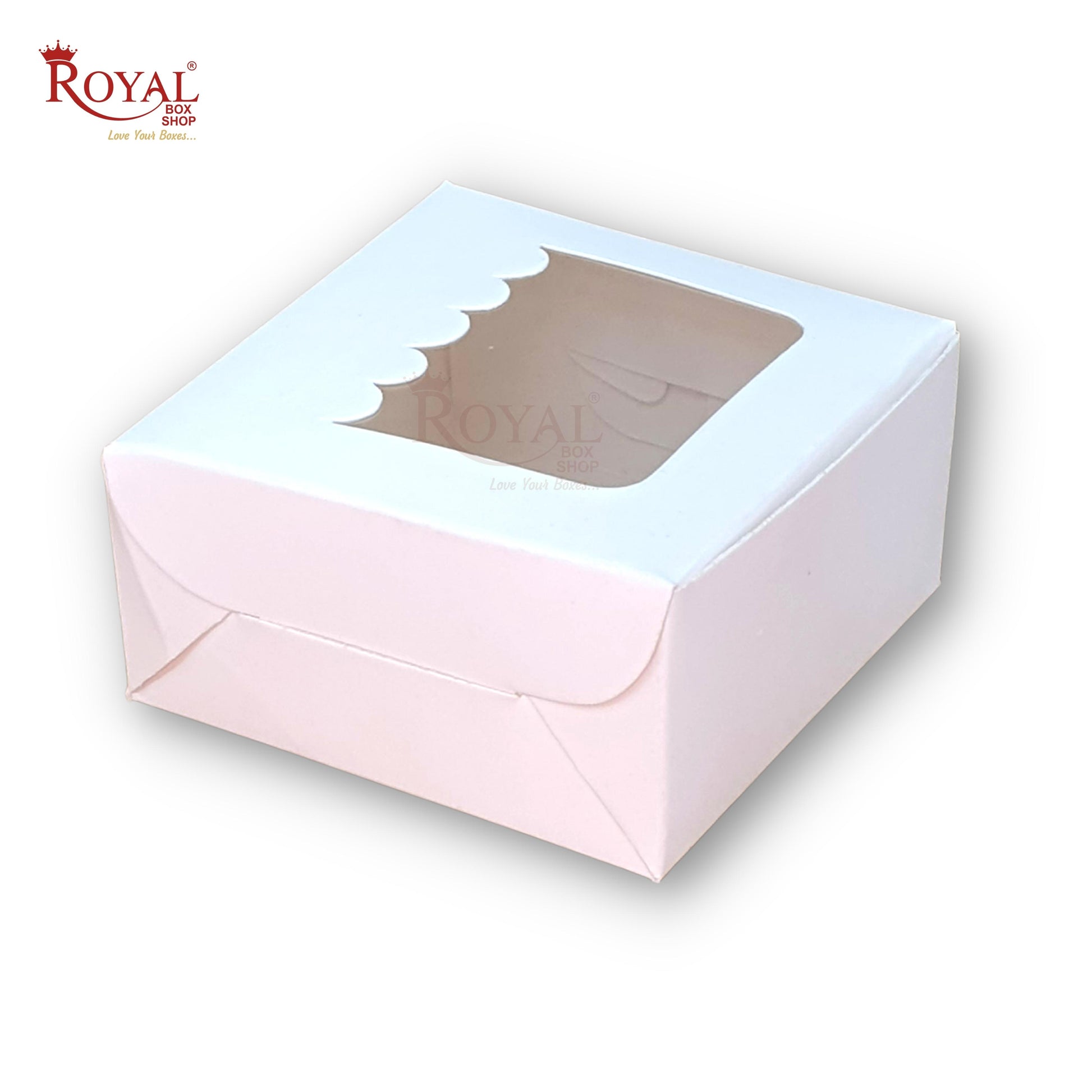 Single Piece Brownie Window Box I White I 3"x3"x1.5" inches Royal Box Shop