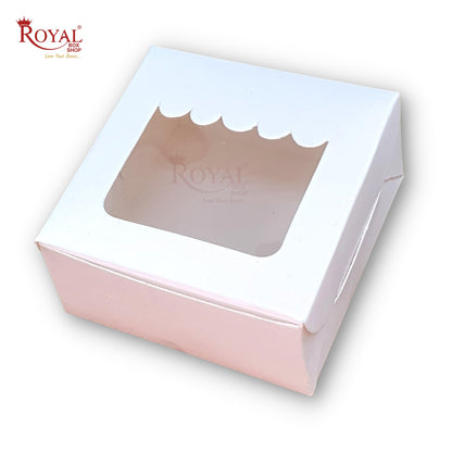 Single Piece Brownie Window Box I White I 3"x3"x1.5" inches Royal Box Shop