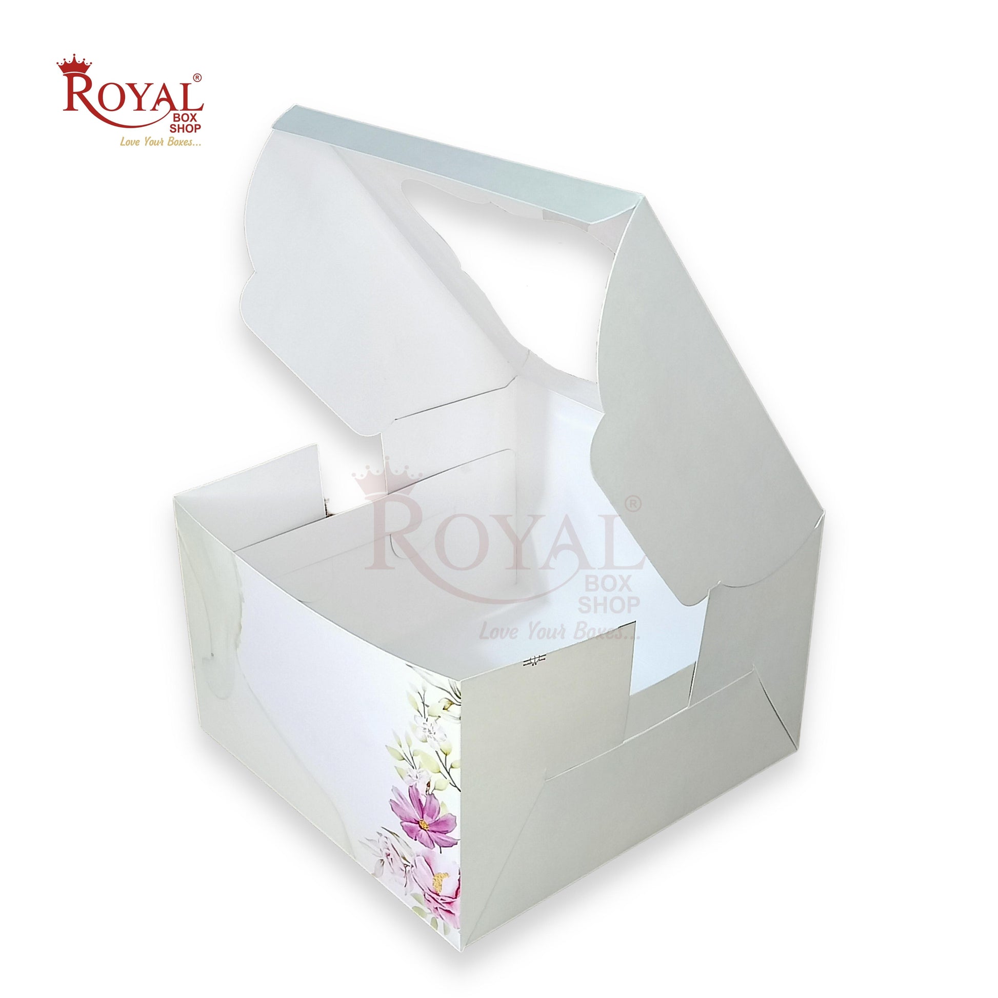 Window Cake Box - 10"x10"x5" inches - Floral Print - Green - FBB Royal Box Shop